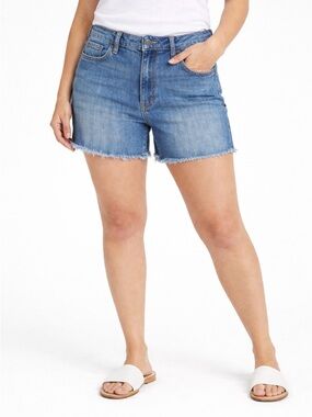 KUT From The Kloth Gidget Fray Hem Denim Shorts Women’s Size 18 Blue